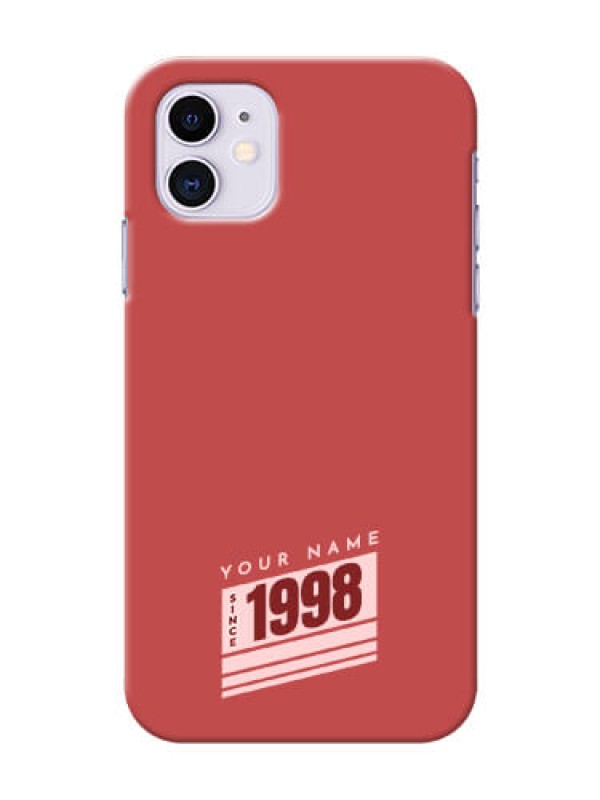 Custom iPhone 11 Phone Back Covers: Red custom year of birth Design
