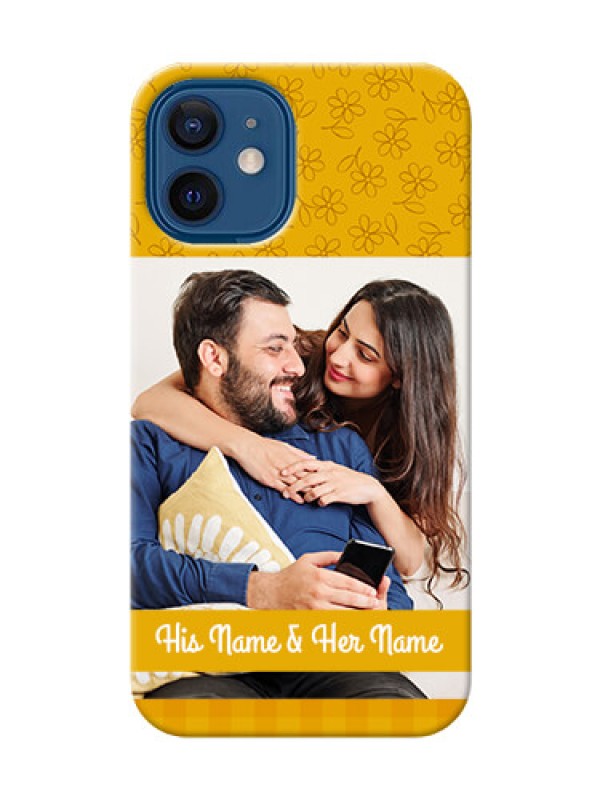 Custom iPhone 12 Mini mobile phone covers: Yellow Floral Design
