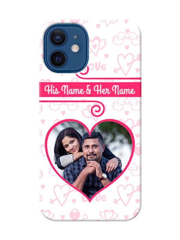 Custom iPhone 12 Mini Personalized Phone Cases: Heart Shape Love Design