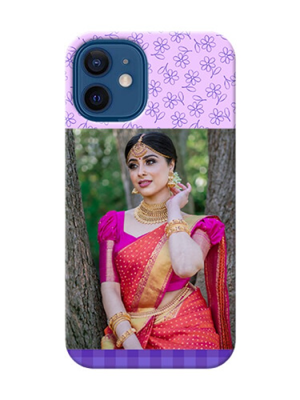 Custom iPhone 12 Mini Mobile Cases: Purple Floral Design