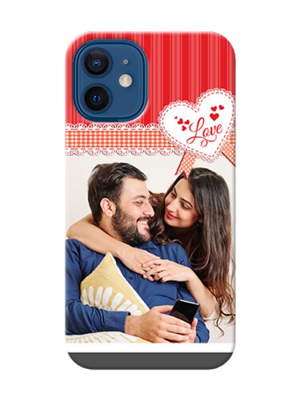 Custom iPhone 12 Mini phone cases online: Red Love Pattern Design