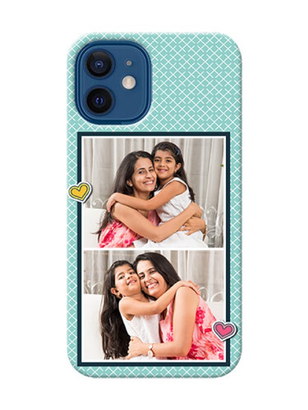 Custom iPhone 12 Mini Custom Phone Cases: 2 Image Holder with Pattern Design