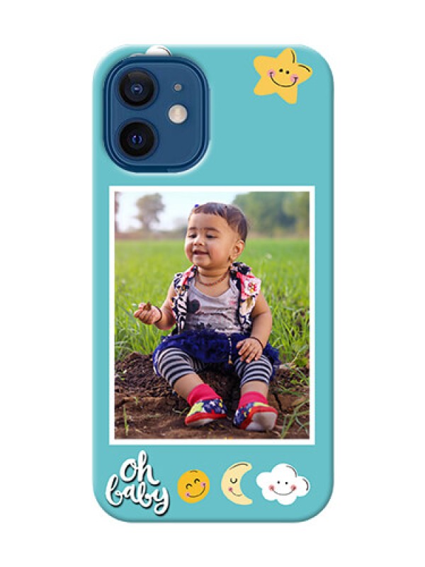 Custom iPhone 12 Mini Personalised Phone Cases: Smiley Kids Stars Design