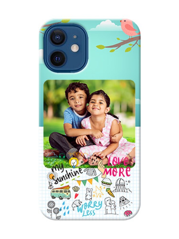 Custom iPhone 12 Mini phone cases online: Doodle love Design