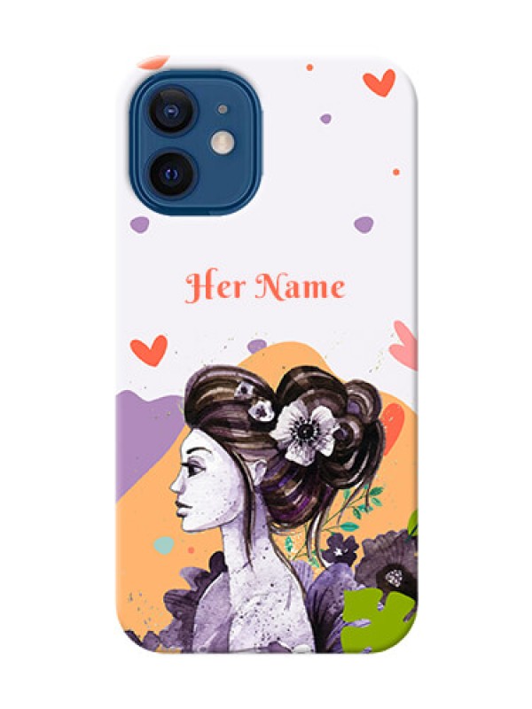 Custom iPhone 12 Mini Custom Mobile Case with Woman And Nature Design
