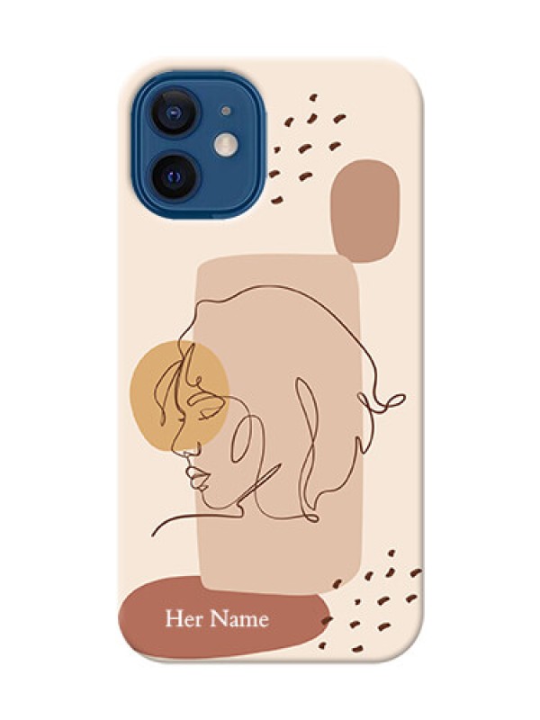 Custom iPhone 12 Mini Custom Phone Covers: Calm Woman line art Design