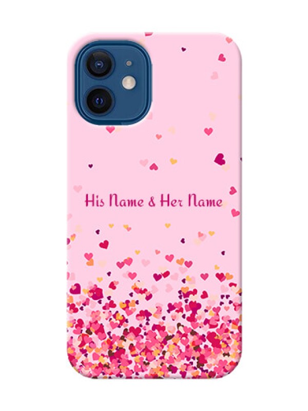 Custom iPhone 12 Mini Phone Back Covers: Floating Hearts Design