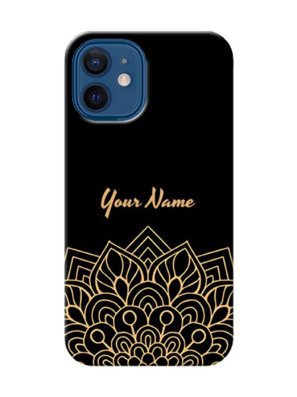 Custom iPhone 12 Mini Back Covers: Golden mandala Design