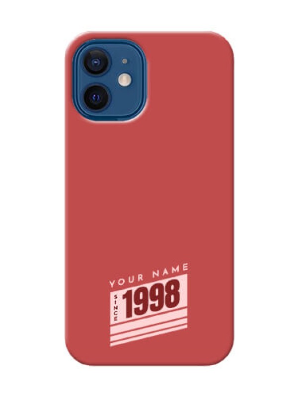 Custom iPhone 12 Mini Phone Back Covers: Red custom year of birth Design