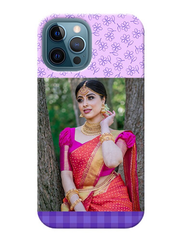 Custom iPhone 12 Pro Max Mobile Cases: Purple Floral Design