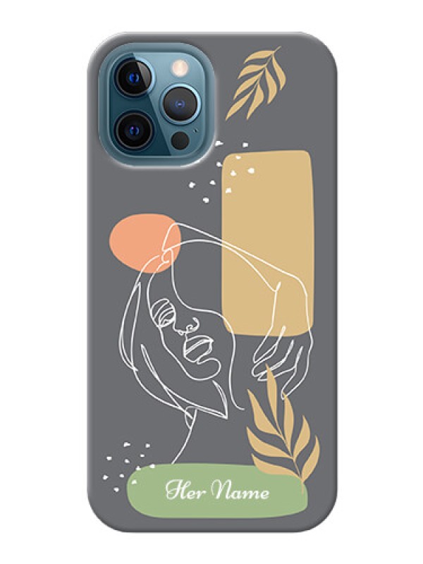 Custom iPhone 12 Pro Max Phone Back Covers: Gazing Woman line art Design