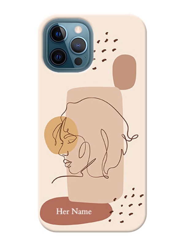 Custom iPhone 12 Pro Max Custom Phone Covers: Calm Woman line art Design