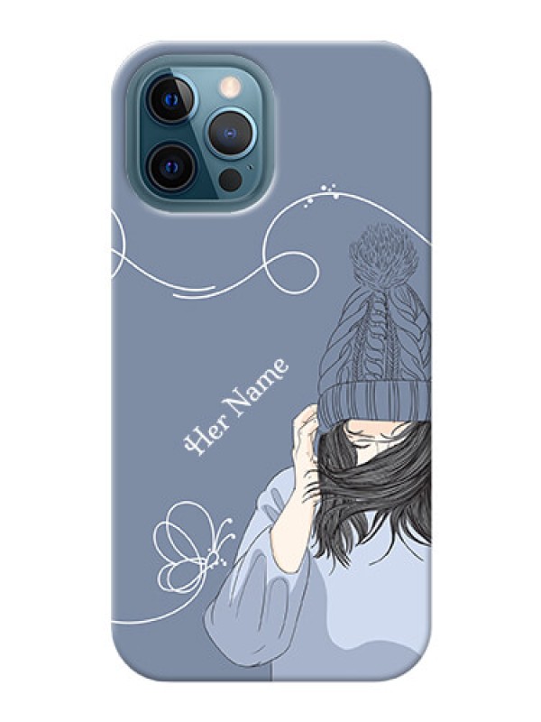 Custom iPhone 12 Pro Max Custom Mobile Case with Girl in winter outfit Design