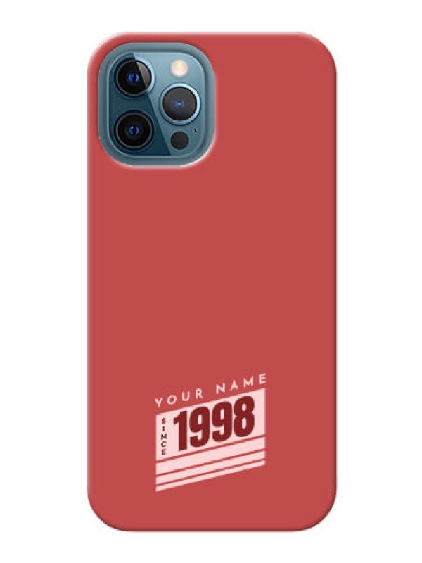 Custom iPhone 12 Pro Max Phone Back Covers: Red custom year of birth Design