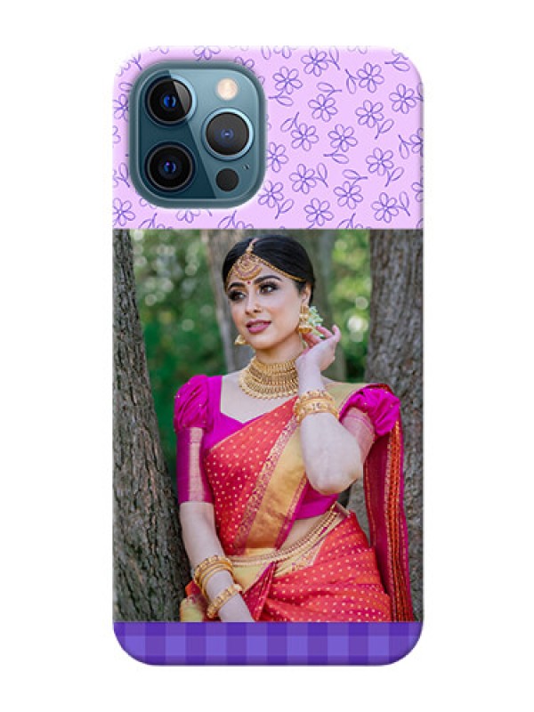 Custom iPhone 12 Pro Mobile Cases: Purple Floral Design