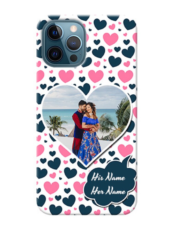 Custom iPhone 12 Pro Mobile Covers Online: Pink & Blue Heart Design