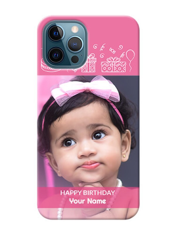 Custom iPhone 12 Pro Custom Mobile Cover with Birthday Line Art Design