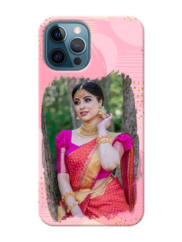 Custom iPhone 12 Pro Phone Covers for Girls: Gold Glitter Splash Design