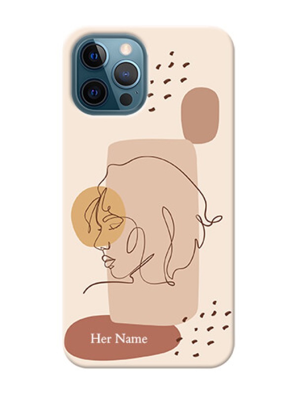 Custom iPhone 12 Pro Custom Phone Covers: Calm Woman line art Design
