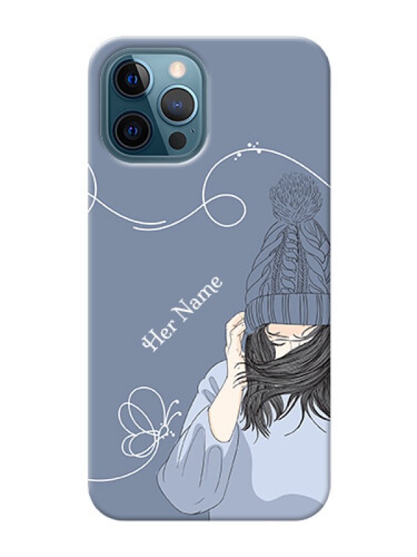 Custom iPhone 12 Pro Custom Mobile Case with Girl in winter outfit Design