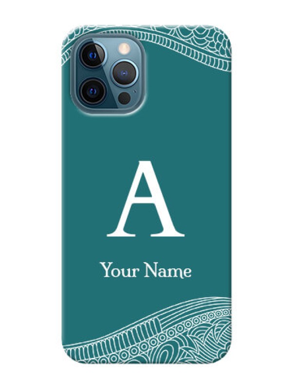 Custom iPhone 12 Pro Mobile Back Covers: line art pattern with custom name Design