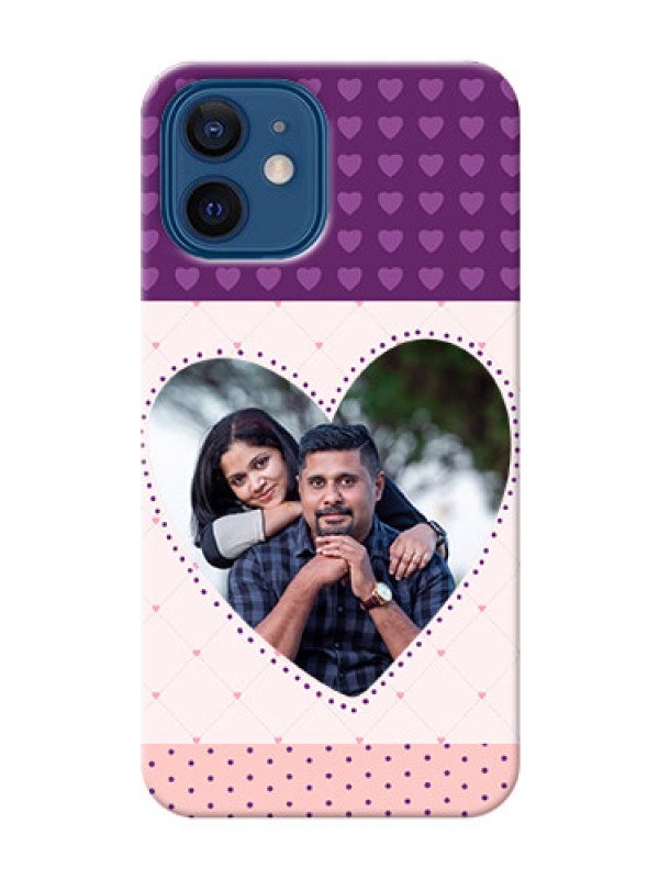 Custom iPhone 12 Mobile Back Covers: Violet Love Dots Design
