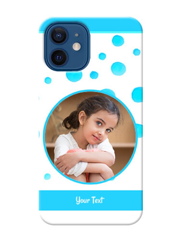 Custom iPhone 12 Custom Phone Covers: Blue Bubbles Pattern Design