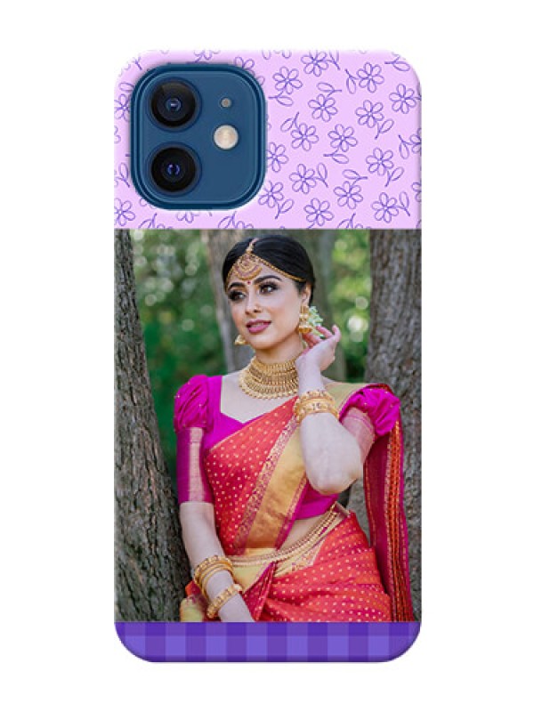 Custom iPhone 12 Mobile Cases: Purple Floral Design