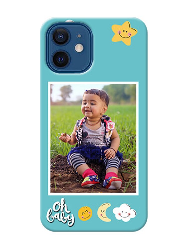 Custom iPhone 12 Personalised Phone Cases: Smiley Kids Stars Design