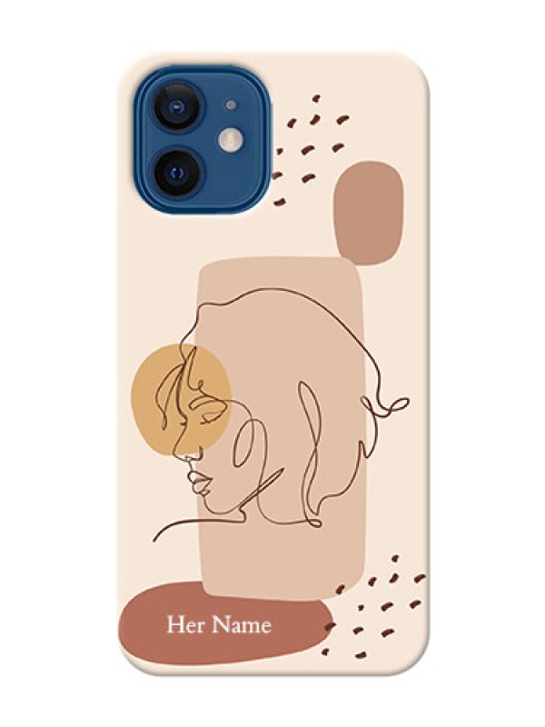 Custom iPhone 12 Custom Phone Covers: Calm Woman line art Design