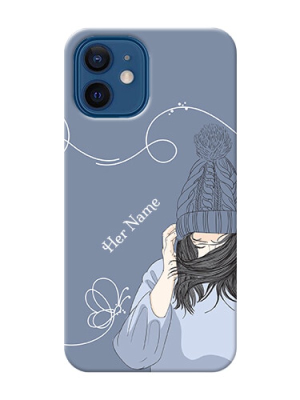 Custom iPhone 12 Custom Mobile Case with Girl in winter outfit Design