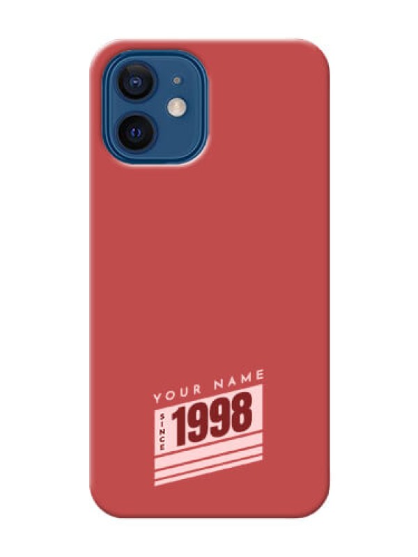 Custom iPhone 12 Phone Back Covers: Red custom year of birth Design