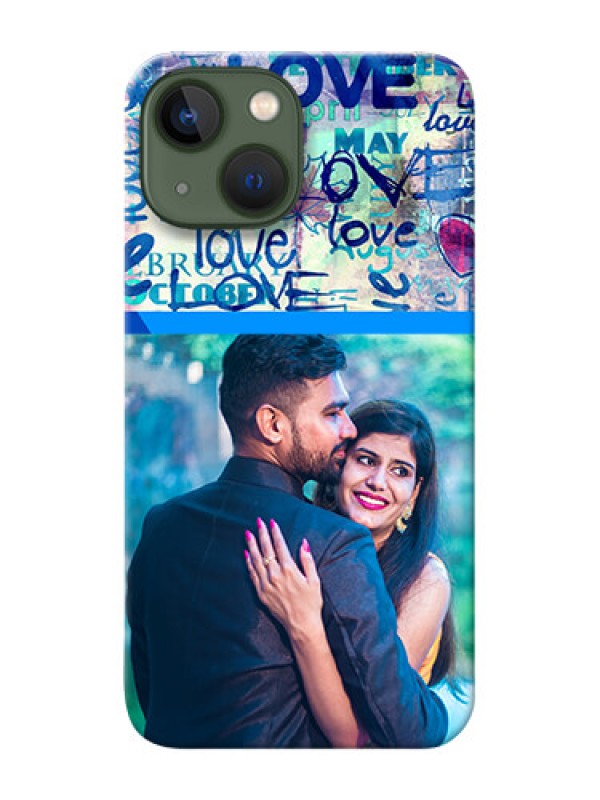 Custom iPhone 13 Mini Mobile Covers Online: Colorful Love Design
