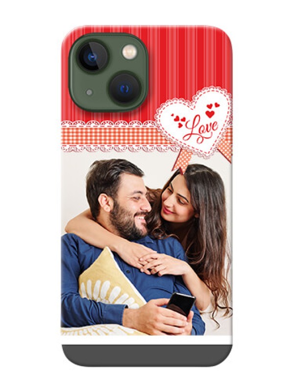 Custom iPhone 13 Mini phone cases online: Red Love Pattern Design