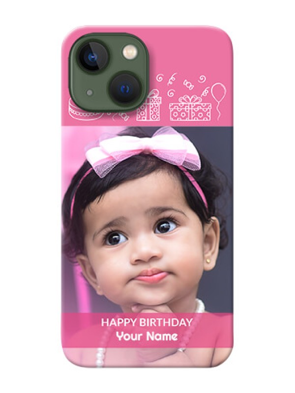 Custom iPhone 13 Mini Custom Mobile Cover with Birthday Line Art Design