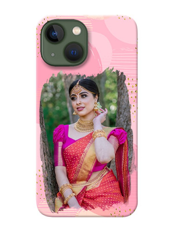 Custom iPhone 13 Mini Phone Covers for Girls: Gold Glitter Splash Design