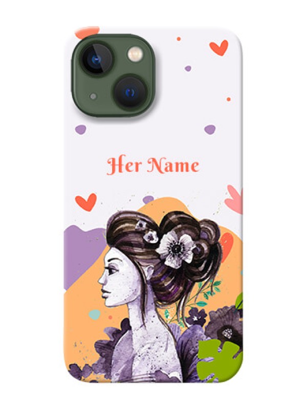 Custom iPhone 13 Mini Custom Mobile Case with Woman And Nature Design
