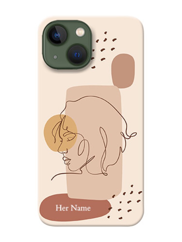 Custom iPhone 13 Mini Custom Phone Covers: Calm Woman line art Design