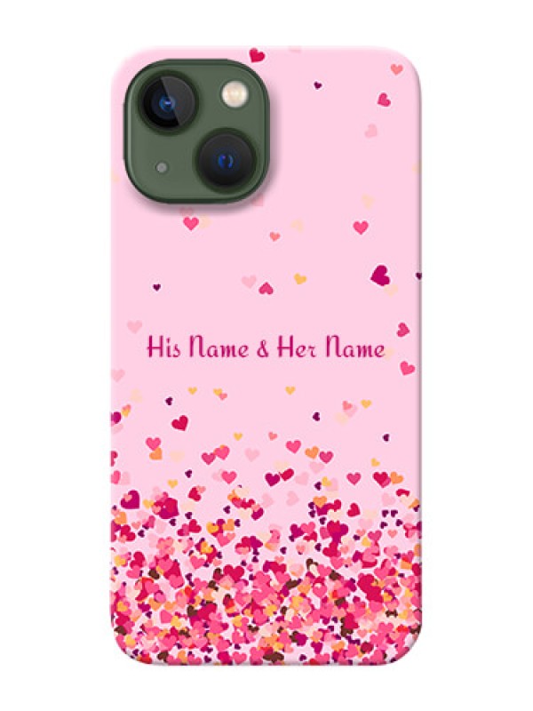 Custom iPhone 13 Mini Phone Back Covers: Floating Hearts Design