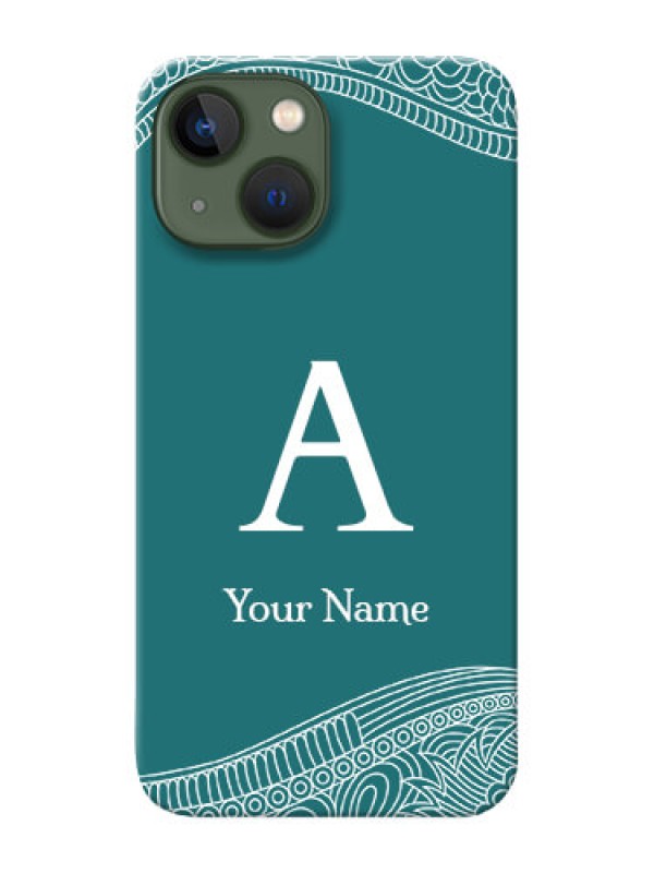 Custom iPhone 13 Mini Mobile Back Covers: line art pattern with custom name Design