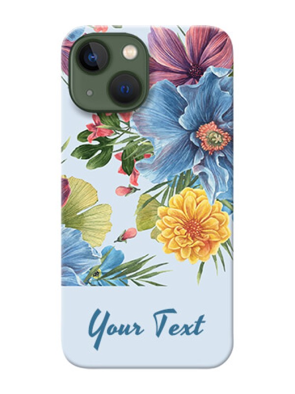 Custom iPhone 13 Mini Custom Phone Cases: Stunning Watercolored Flowers Painting Design