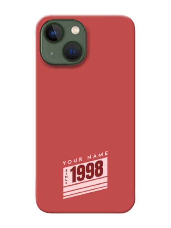 Custom iPhone 13 Mini Phone Back Covers: Red custom year of birth Design