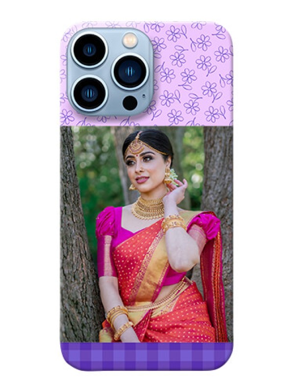 Custom iPhone 13 Pro Max Mobile Cases: Purple Floral Design