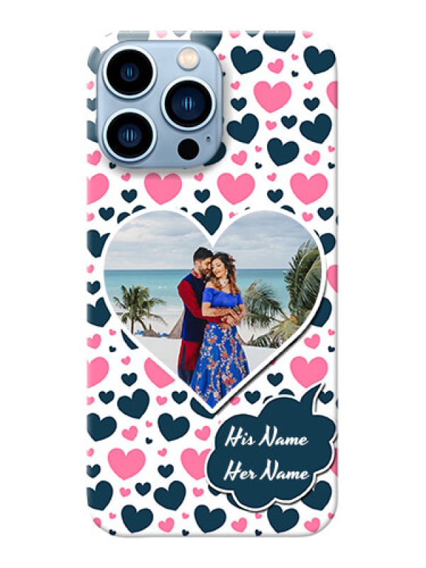 Custom iPhone 13 Pro Max Mobile Covers Online: Pink & Blue Heart Design
