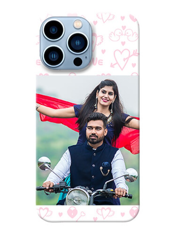 Custom iPhone 13 Pro Max personalized phone covers: Pink Flying Heart Design