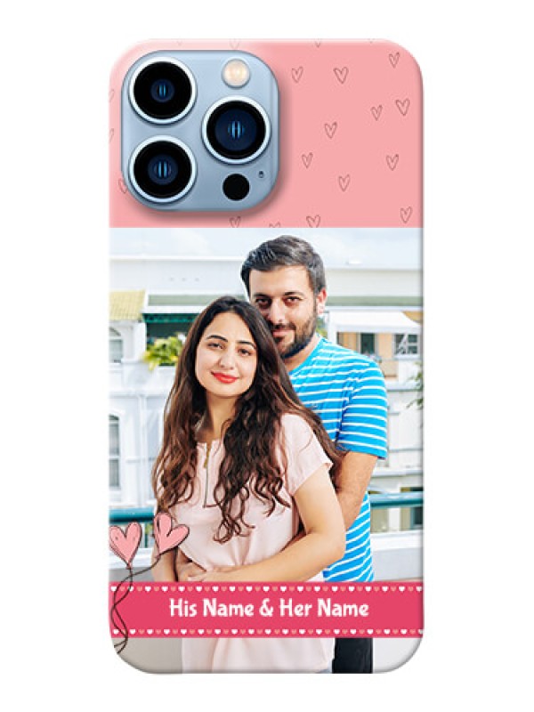 Custom iPhone 13 Pro Max phone back covers: Love Design Peach Color