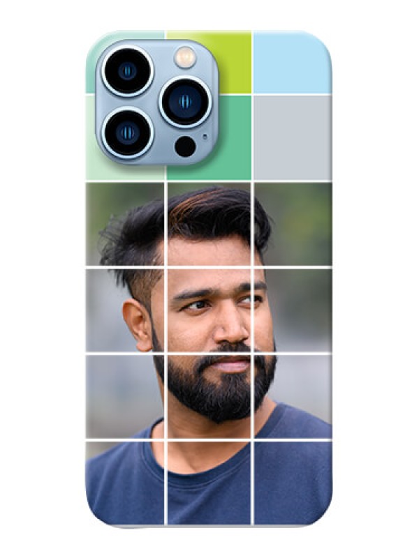 Custom iPhone 13 Pro Max personalised phone covers with white box pattern 