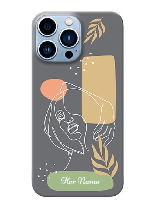 Custom iPhone 13 Pro Max Phone Back Covers: Gazing Woman line art Design