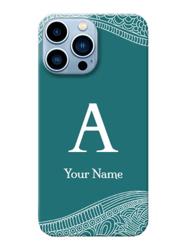 Custom iPhone 13 Pro Max Mobile Back Covers: line art pattern with custom name Design