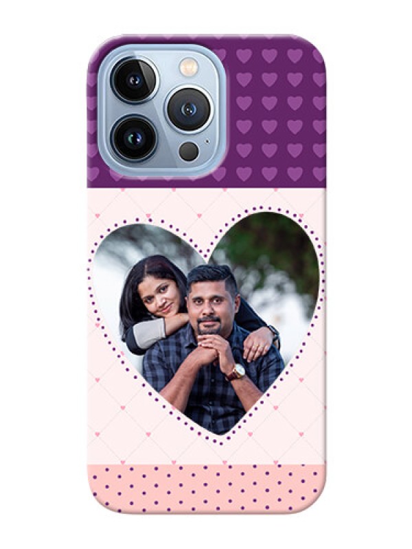 Custom iPhone 13 Pro Mobile Back Covers: Violet Love Dots Design